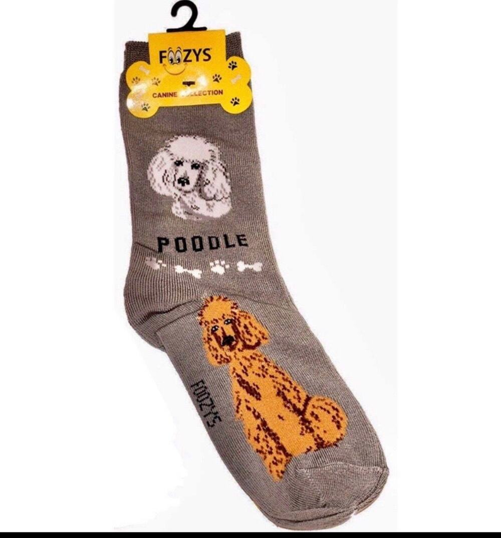 Poodle Dog Socks Fun Novelty Dress Casual SOX Puppy Pet Foozy’s Sz 9-11 Womens